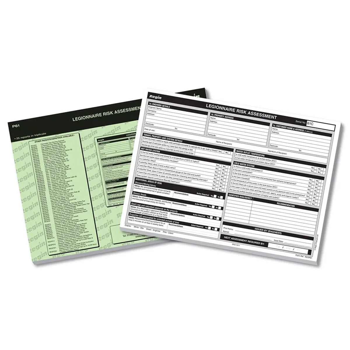 Regin Legionnaire Risk Assesment Pad (25) REGP61