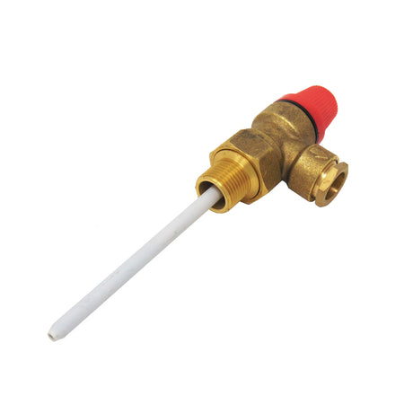 Pressure & Temperature Relief Valve 90 Degree 15mm x 1/2" 7 Bar