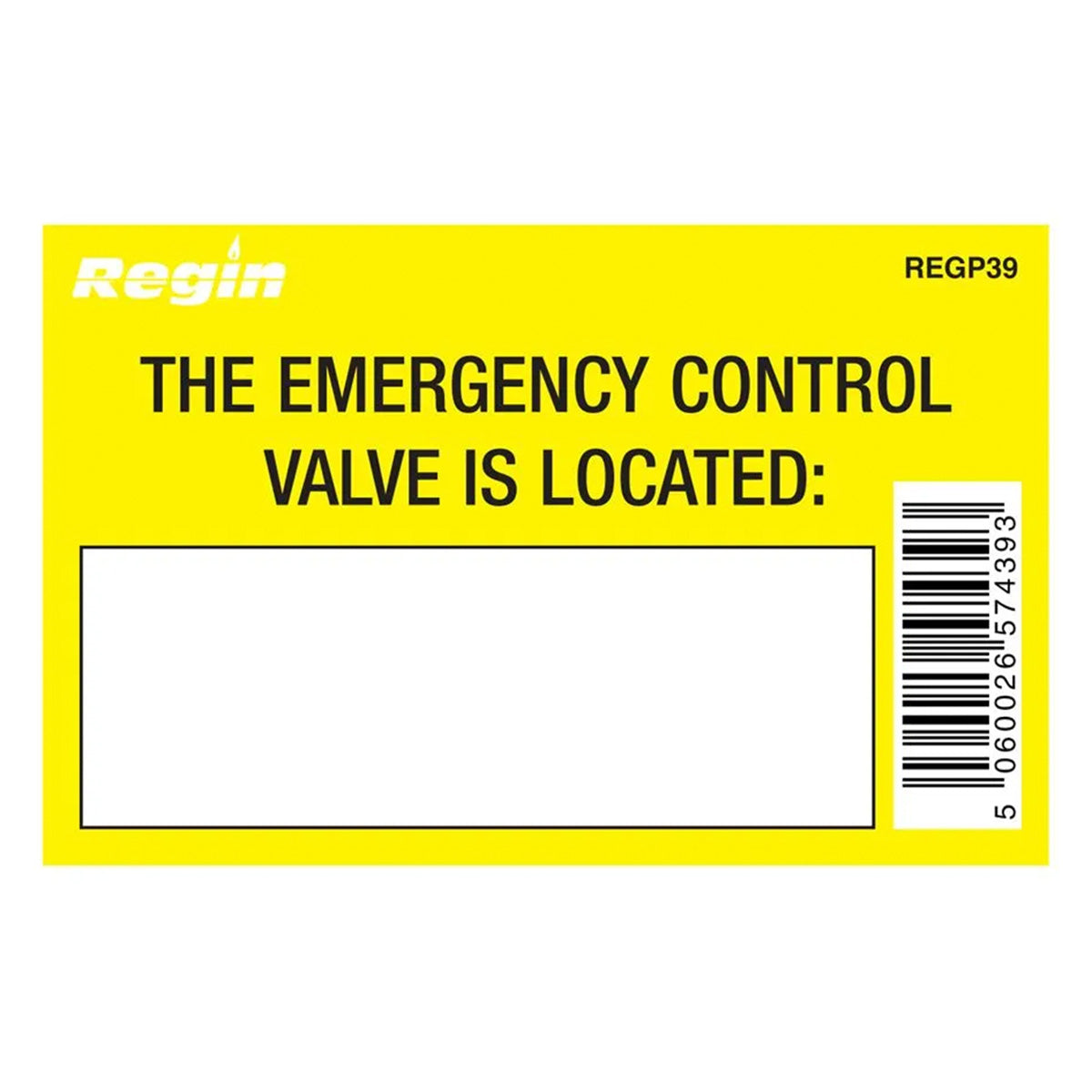 Regin Gas Valve Location Sticker (Pack of 8) REGP39