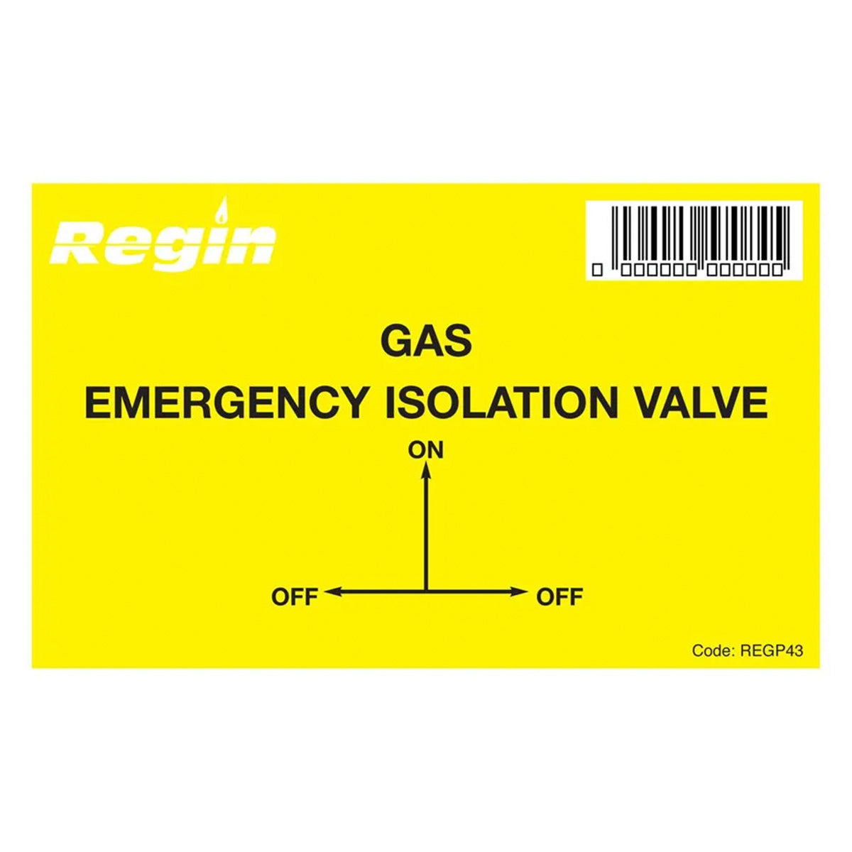 Regin Gas Isolation Valve Sticker (Pack of 8) REGP43